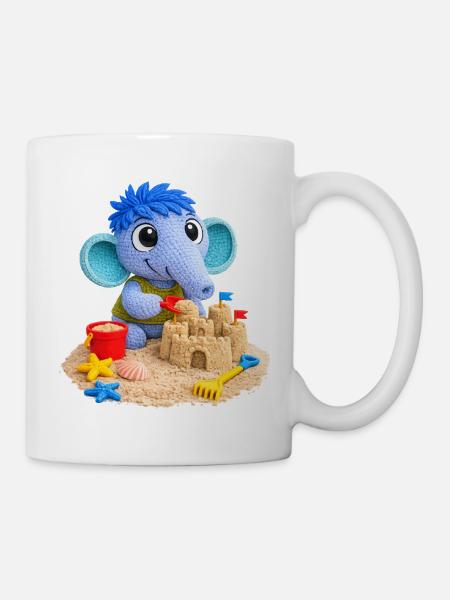 Leo Langnase am Strand - Tasse - Weiß