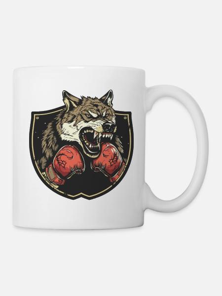 Wolf Boxer MMA - Tasse - Weiß