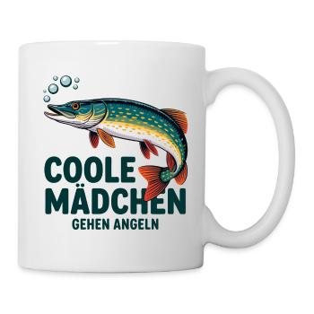 Coole Mädchen Angeln - Tasse - Weiß - Rechts