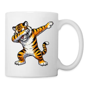 Dab Tiger Cartoon - Mug - white - Right