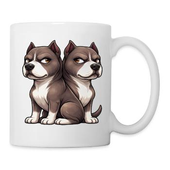 Cute Pitbull Cartoon Friends Friendship Twin - Mug - white - Right