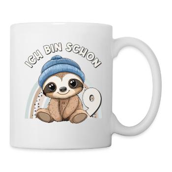 9e anniversaire paresseux arc-en-ciel mignon - Mug blanc - blanc - Droite