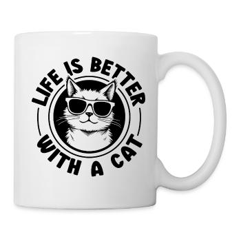 La vie est meilleure avec un chat - Chat avec des lunettes de soleil - Mug blanc - blanc - Droite