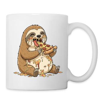 Cute Sloth Cartoon Pizza Salami Clumsy - Mug - white - Right