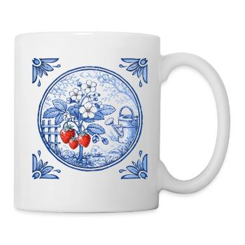 Strawberry garden motif in tile style - Mug - white - Right