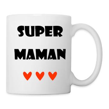 SUPER MAMAN. COEUR. I LOVE MAMAN. MAMAN. FÊTE - Mug blanc - blanc - Droite