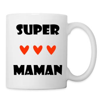 SUPER MAMAN. COEUR. I LOVE MAMAN. MAMAN. FÊTE - Mug blanc - blanc - Droite