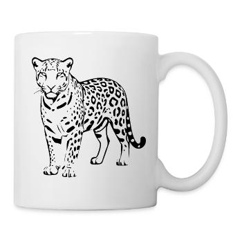 Schwarzer Leopard Geschenk Katzenliebhaber - Tasse - Weiß - Rechts