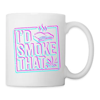 FUMÉE DE BARBECUE glitch, chemise à capuche drôle de barbecue, tasse - Mug blanc - blanc - Droite