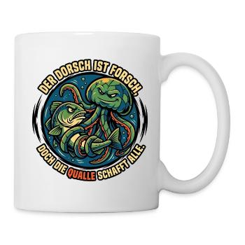 Cod and jellyfish underwater duel - Mug - white - Right