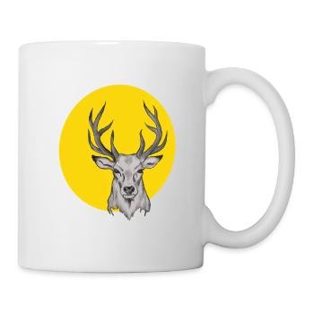 Deer head in the yellow circle - Mug - white - Right