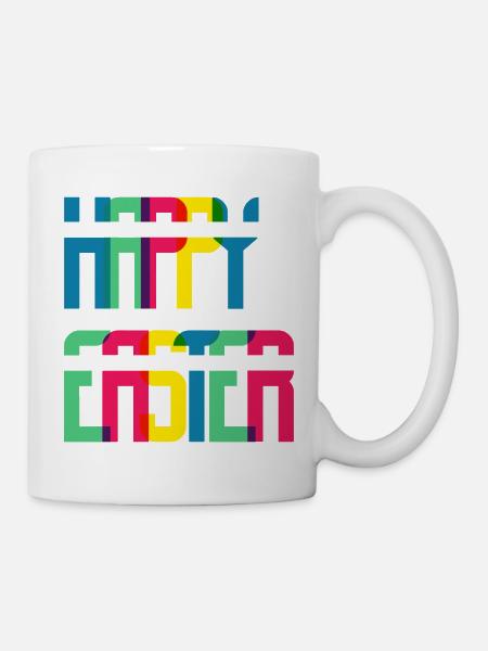 Bunte Retro-Typografie Blockfarben - Tasse - Weiß