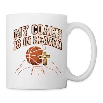 Mon entraîneur est au paradis dans le basket chrétien - Mug blanc - blanc - Droite