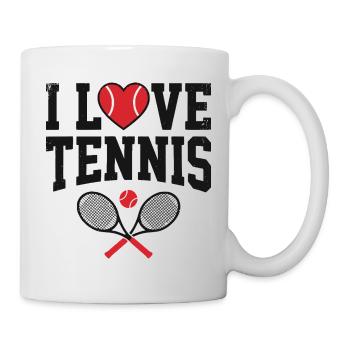 Tennis T-shirt, I Love Tennis Shirt, Hoodie, Mug - Mug - white - Right