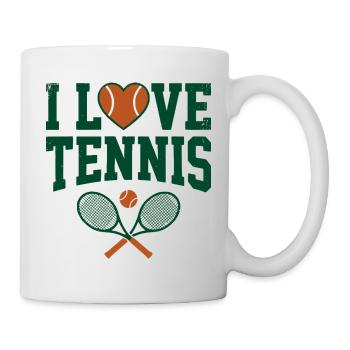 T-shirt de tennis, T-shirt I Love Tennis Paris, Sweat à capuche - Mug blanc - blanc - Droite