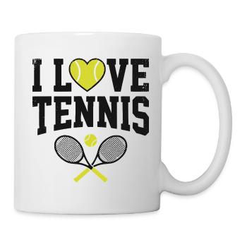 Tennis T-shirt, I Love Tennis Shirt, Hoodie, Mug - Mug - white - Right