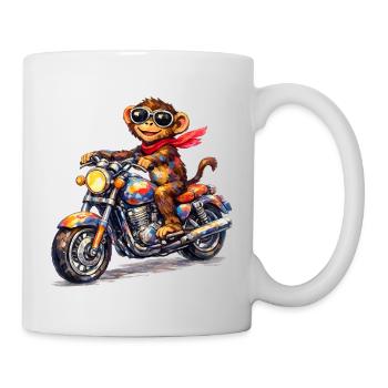 Singe coloré à moto - Mug blanc - blanc - Droite