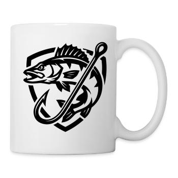Hecht Fisch Angeln Symbol - Tasse - Weiß - Rechts