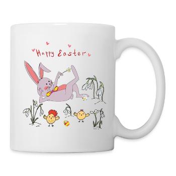 Easter bunny with chicks - Mug - white - Right