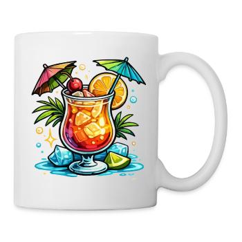 Tropischer Cocktail Popart - Tasse - Weiß - Rechts