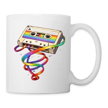 Retro cassette with rainbow ribbon - Mug - white - Right
