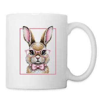 Cute Bunny mit Brille – Lustiges Hasendesign  - Tasse - Weiß - Rechts