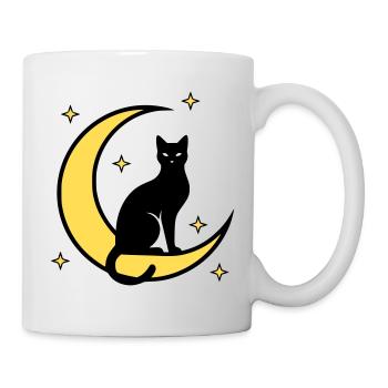 Chat Lune Étoiles Sorcellerie - Mug blanc - blanc - Droite