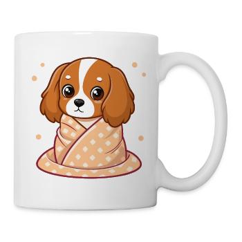 Chien Cavalier câlin en plaid pastel - Mug blanc - blanc - Droite