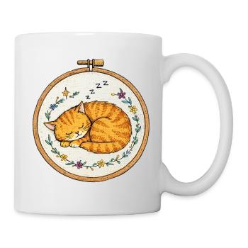 Le chat endormi dans le cercle floral - Mug blanc - blanc - Droite