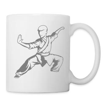 Kung Fu Kämpfer Kampfkunst Aktion Pose Angriff - Tasse - Weiß - Rechts