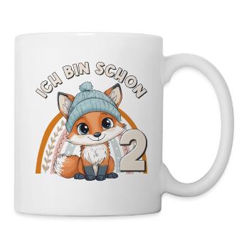 2. Geburtstag Fuchs Regenbogen Süß Niedlich - Tasse - Weiß - Rechts
