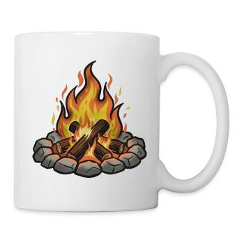Lagerfeuer Illustration Gemütlichkeit - Tasse - Weiß - Rechts