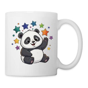 Panda Sternenfest bunte Sterne - Tasse - Weiß - Rechts