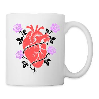 Anatomisches Herz Rosen Bunt - Tasse - Weiß - Rechts