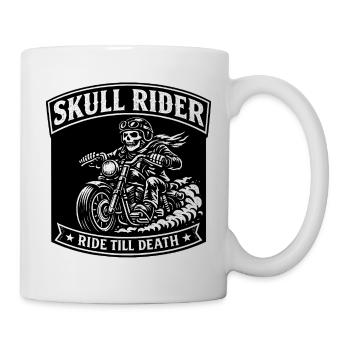 Skull Rider Biker Shirt – Design de moto vintage - Mug blanc - blanc - Droite
