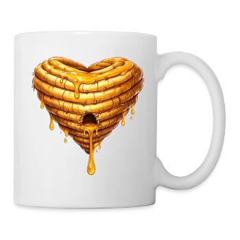 Herz Bienenkorb mit Honig Illustration  - Tasse - Weiß - Rechts