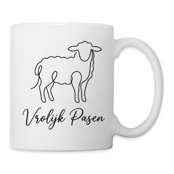 Vrolijk Pasen, Schattig Lammetje Shirt, Tasche - Tasse - Weiß - Rechts