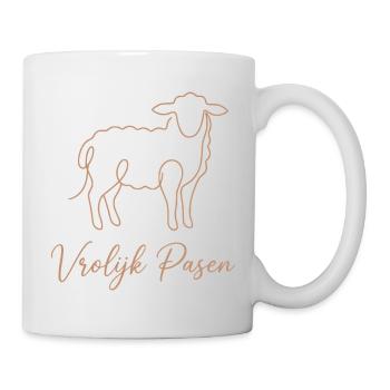 Vrolijk Pasen, Schattig Lammetje Shirt - Tasse - Weiß - Rechts