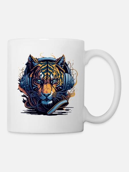 DJ Kopfhörern Neonflair - Tasse - Weiß
