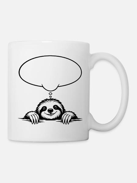 Faultier_mit_Denkblase - Tasse - Weiß