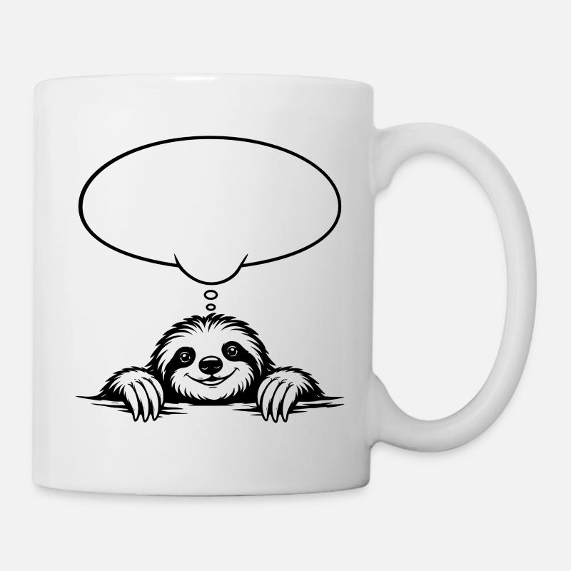 Faultier_mit_Denkblase - Tasse - Weiß