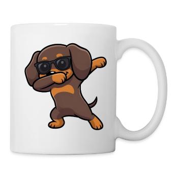 Dabbing Dackel aka Dachshund - Mug - white - Right