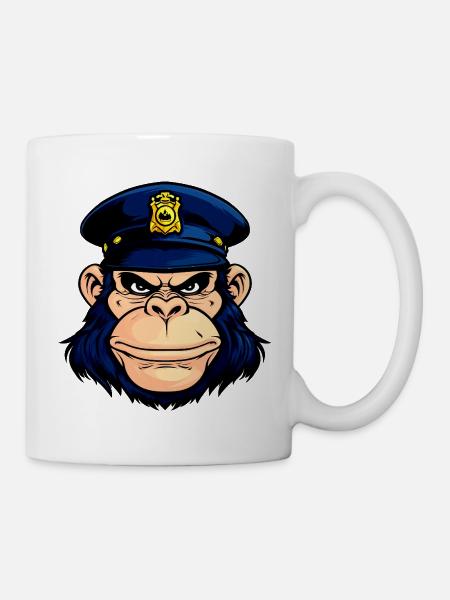 Affen Polizei - Tasse - Weiß