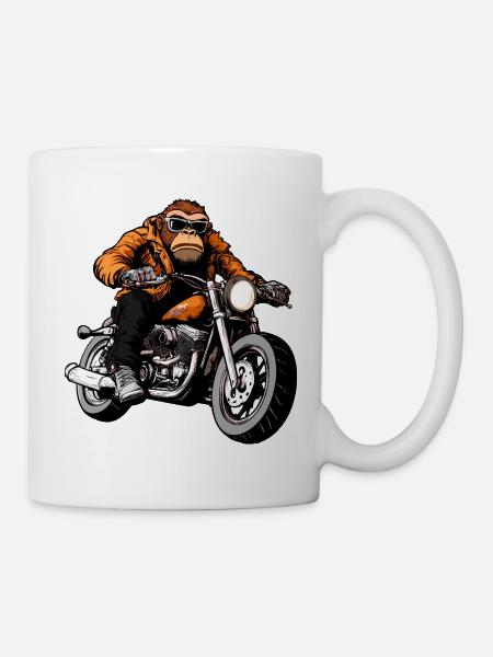 Motorrad Affe - Tasse - Weiß