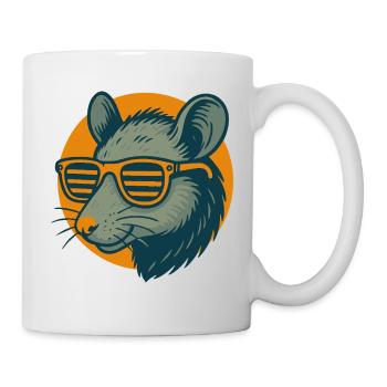Rat with sunglasses retro style - Mug - white - Right