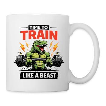 Entraînez-vous comme une bête Dino - Mug blanc - blanc - Droite