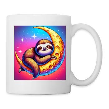 Sloth sleeps hugging the moon - Mug - white - Right