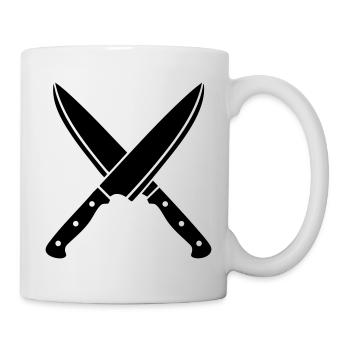 Kreuzige Kochmesser-Silhouette - Tasse - Weiß - Rechts