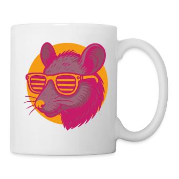 Ratte mit Sonnenbrille - Tasse - Weiß - Rechts