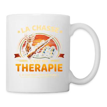 La chasse c’est ma thérapie – humour chasseur - Mug blanc - blanc - Droite